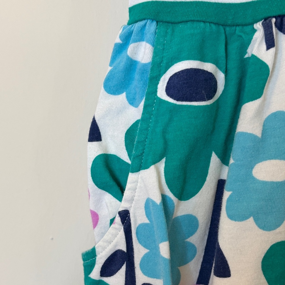 Mini Boden Girls Floral Dress 7-8 Green Stripe Garden Print Cottagecore Spring - Picture 10 of 13